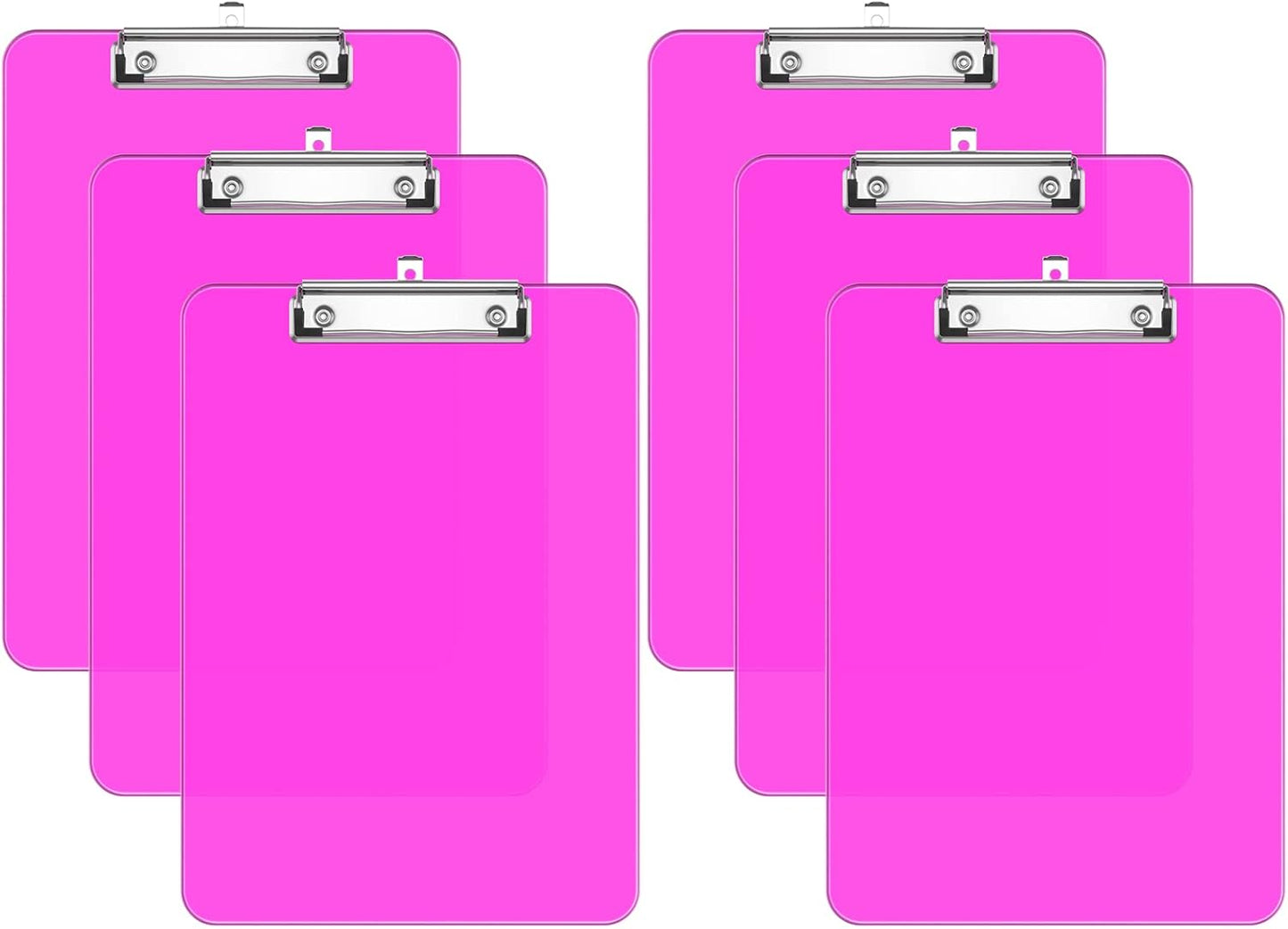 Rimilak Plastic Clipboards with Low Profile Metal Clip, Translucent Board, 12.5 x 9 In Letter Size, Office Supply, Back to School, Pink