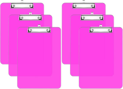 Rimilak Plastic Clipboards with Low Profile Metal Clip, Translucent Board, 12.5 x 9 In Letter Size, Office Supply, Back to School, Pink