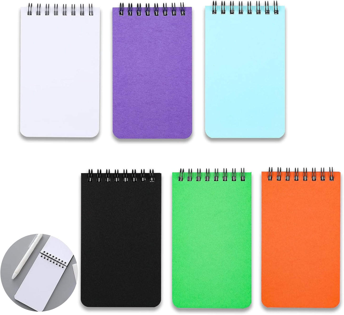 QiCheng 6pack Pocket Notebook Small Notepad Pocket Notepad Small Spiral Notebooks 3X5Inches (6)