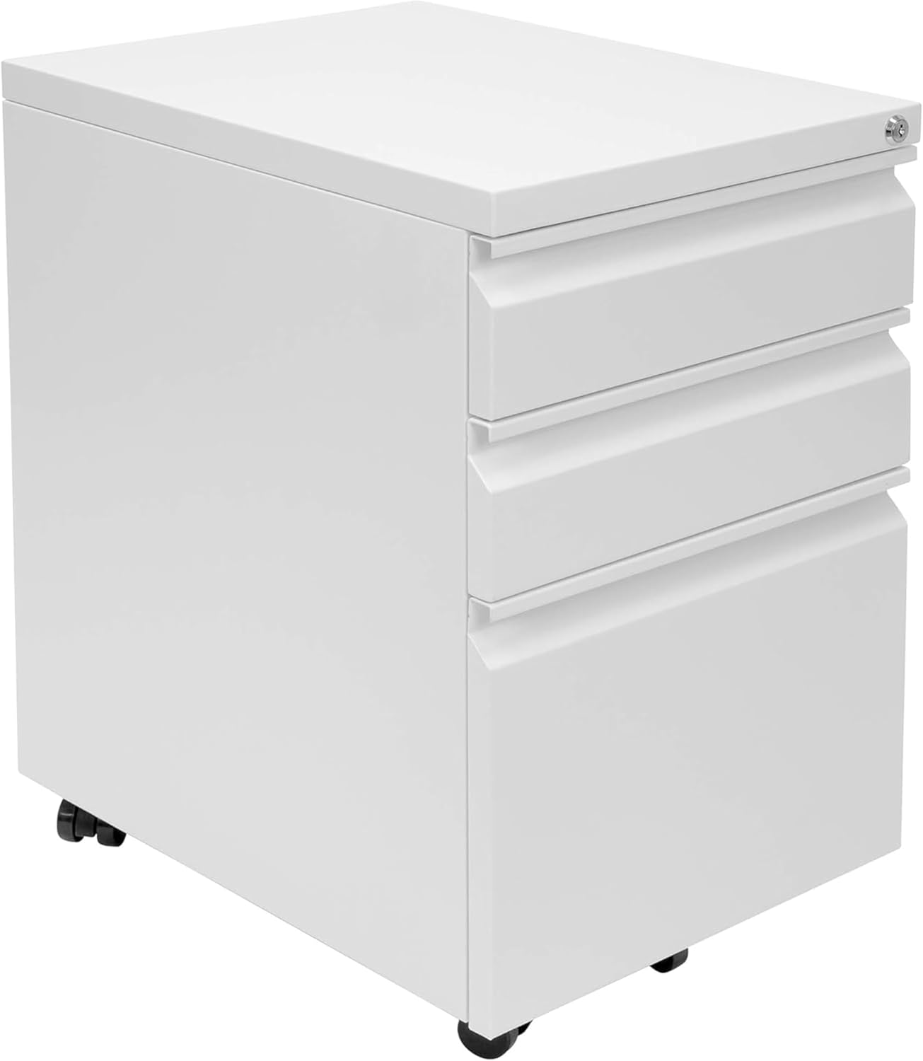 Mount-It! 3 Drawer File Cabinet with Lock and Wheels, Heavy-Duty Steel Rolling Drawer Cabinet, Fully Assembled Under Desk Filing Cabinet for Home Office Storage, 15.3" W x 19.75" D x 24.5" H, Black