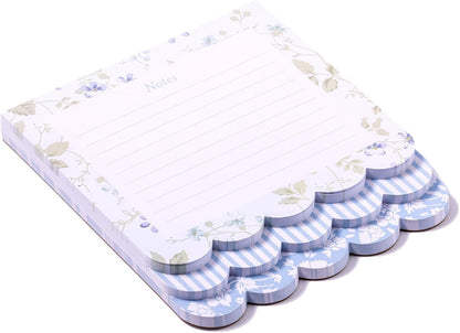 Laura Ashley 3-in-1 Scalloped Edge Layered Notepad – 6.5 x 7.5 Inch Writing Pad with 150 Lined Tear-Off Sheets, Elegant Heirloom Cottage Stationery, Glue-Bound with Sturdy Backboard