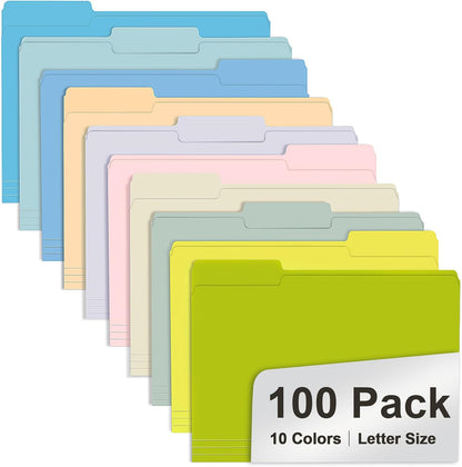 RAZCC File Folders, 100-Pack, 1/3 Cut, Letter Size, Yellow, Great for Organizing and Easy File Storage