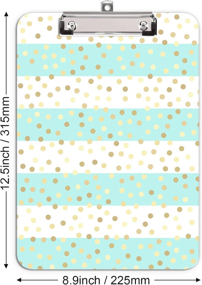 Hongri Plastic Cute Clipboard, Letter Size for Students, Teacher, Woman and Kids, Low Profile Clip, Decorative Pattern, Size 9 x 12.5 in, Dream Marble