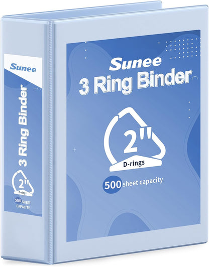 SUNEE 3 Ring Binder 2 Inch, Clear View Binder Three Ring PVC-Free (Fit 8.5x11 Inches) for School or Office Supplies, Light Purple, 1 Pack