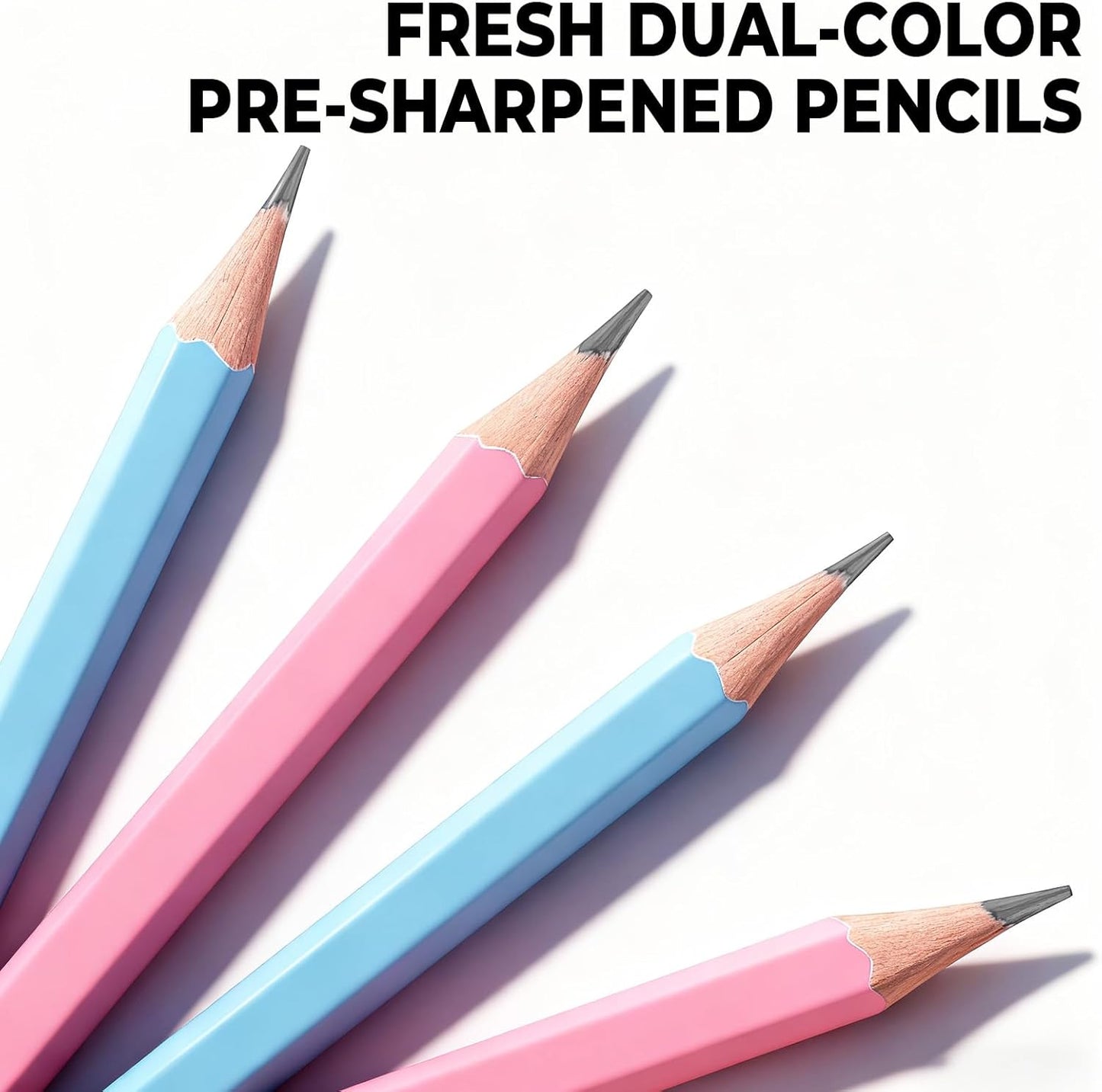 M&G Daily Series 24 Pack HB Pencils, Pre-Sharpened Hexagonal Wood-Cased Pencils with Erasers, 4 Color Barrels, Includes 2 Mini Sharpeners for Writing Drawing and School Office Supplies