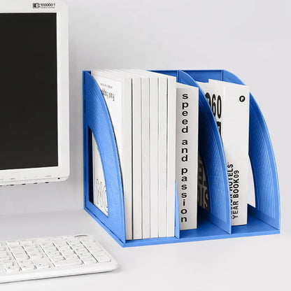SAYEEC 2Pcs Magazine Holder Plastic File Sorter Binder Holder for Desk Folder Organizer Stand Book Shelf Dividers Vertical Filling Storage Rack Desktop Bookshelf Display Box for Office School (Black)