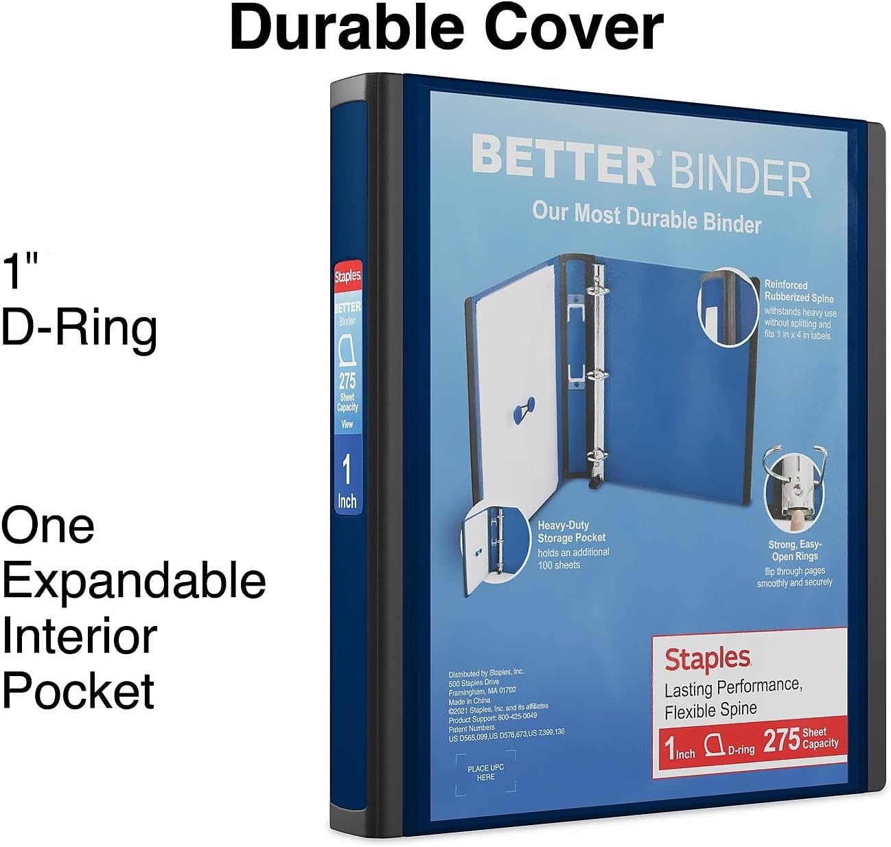 Staples Better Binder 2-Inch D-Ring View Binder, Reinforced Spine, Holds Up to 540 Sheets, Teal, for Office & School