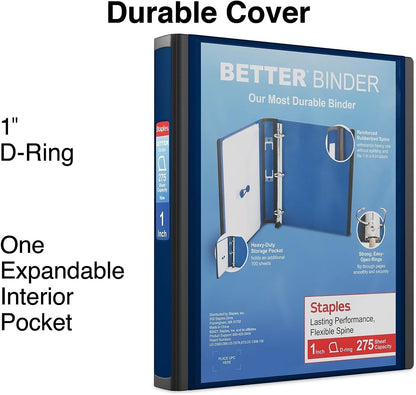 Staples Better Binder 2-Inch D-Ring View Binder, Reinforced Spine, Holds Up to 540 Sheets, Teal, for Office & School