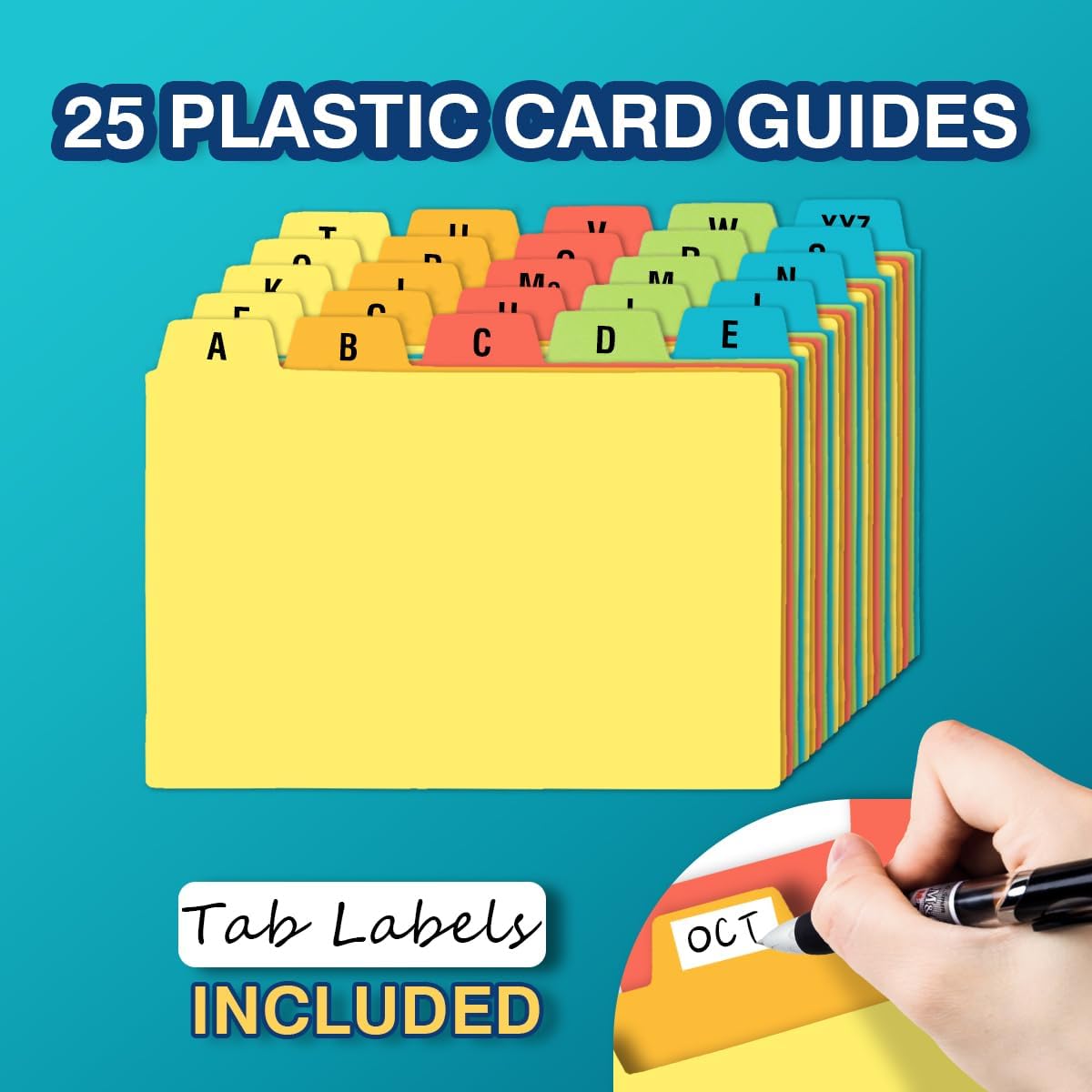 H4D 3x5 Index Card Holder with 100 Heavyweight Ruled Index Cards and 25 Plastic Dividers, Black