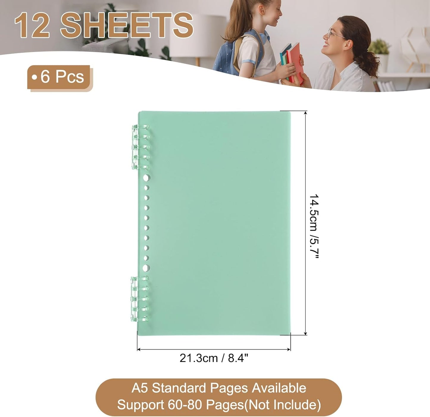 PATIKIL 12 Pack Binding Covers, A5(8.4x5.7 Inch) 22 Mil Plastic Notebook Covers Sheets with Binding Comb for Book Report Presentation, Light Blue