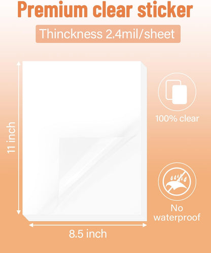 QYH Printable Vinyl Sticker Paper for Inkjet & Laser Printer - Matte White Waterproof, 50 Sheets Vivid Colors, Compatible with Cricut, Silhouette, Ideal for Small Business & DIY- 8.5"x11"