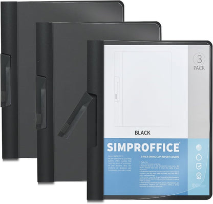 36 Pack Swing Clip Report Covers, Plastic Presentation Folders with Clip for Professional Use, Clear Front and Navy Blue Frosted Back, 9 x 11.4 Inches for Letter Size