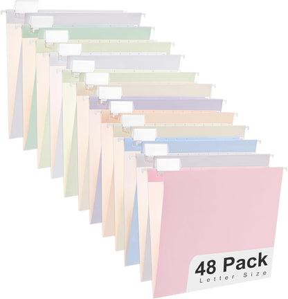 Y YOMA 12 Pack Rose Gold Hanging File Folders Letter Size Decorative File Folder Cute Pretty Hanging Folder Organizer for Filing Cabinet Office Home with 1/5-Cut Adjustable Tabs, 3 Gold Foil Design