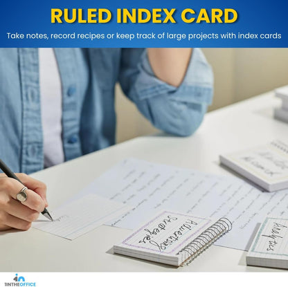 1InTheOffice Spiral Bound Index Cards 4x6 Ruled, White, 50 Cards/Pack, 3 Packs