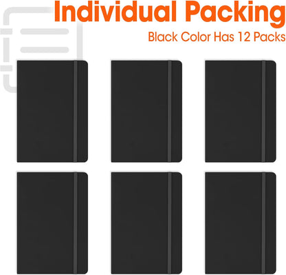 12 Pack Lined Journal Notebook for Work, 200 Pages, Medium 5.5 in x 8.3 in, A5 College Ruled, Hardcover Journaling Notebooks for Writing, Note Taking, Fit for Business Work School Home (Black)