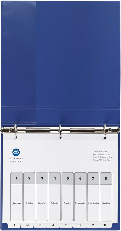 Avery Dividers for 3 Ring Binders, 8 Tabs per Set, Customizable Table of Contents, Classic White Tabs, Great for Organizing Reports, Projects, and More (11132)