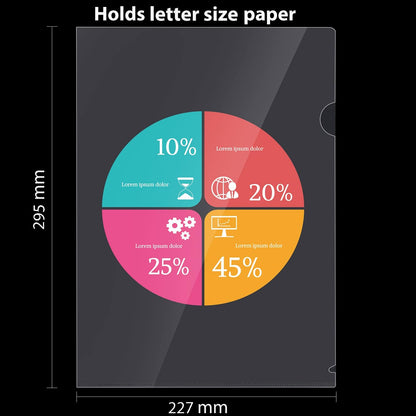 WOT I 12 Pack Clear Document Folders, Plastic Transparent Folders Copy Safe Project Pockets, for Letter Size Sheets, 6 Vibrant Color