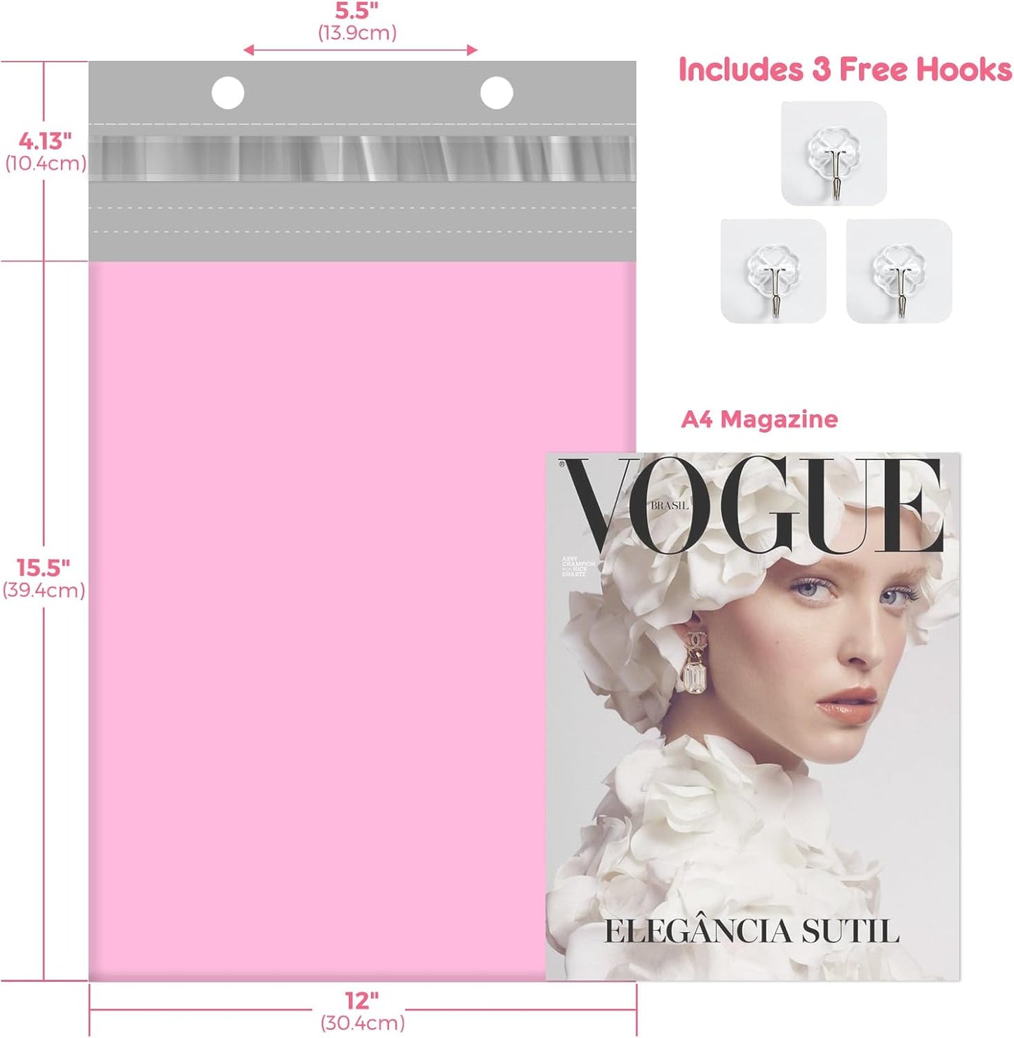 Fuxury Poly Mailers 14.5x19 Inch 50pc Shipping Bags for Small Business Mailing Envelopes for Clothing,Self Seal Shipping Envelopes Waterproof Poly bags Durable Packaging Bags Light Pink