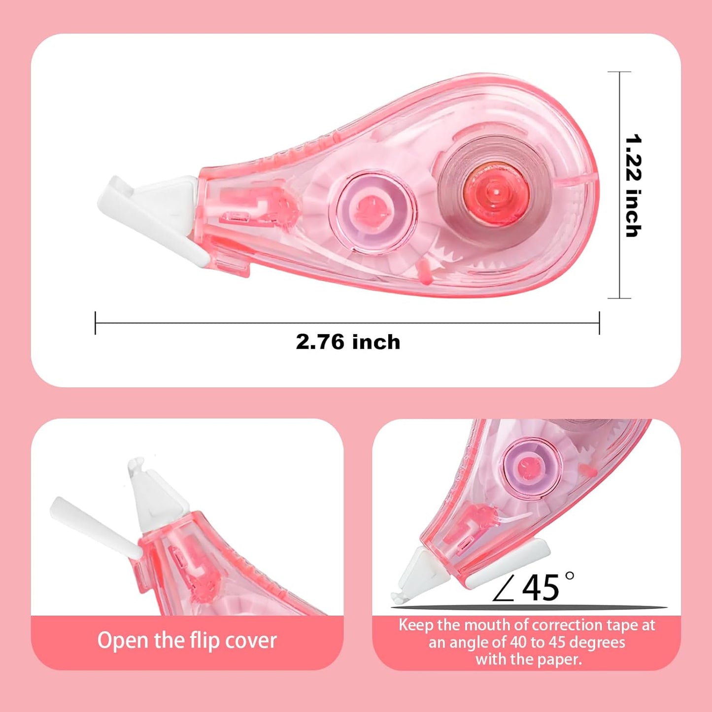 White Correction Tape, 6 Pack, 13.13 Feet Mini Correction Tape, Writing supplies and correction supplies for School And Office. (Candy)