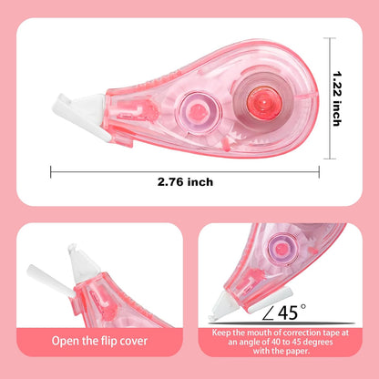 White Correction Tape, 6 Pack, 13.13 Feet Mini Correction Tape, Writing supplies and correction supplies for School And Office. (Candy)