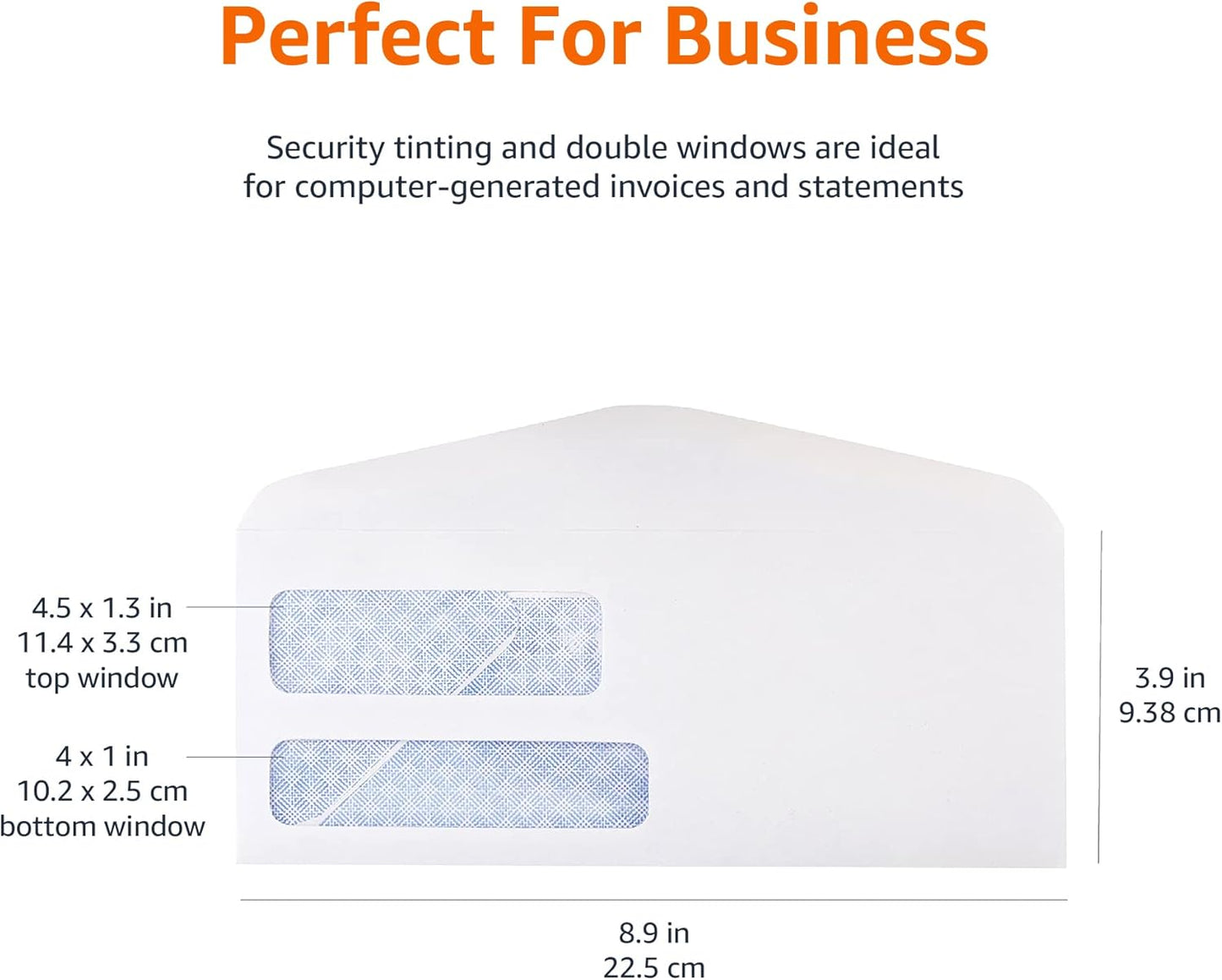 Amazon Basics #9 Security Tinted Double Window Envelopes for Invoices and Documents, Self-Seal, 3-7/8" x 8-7/8", White, 500-Pack