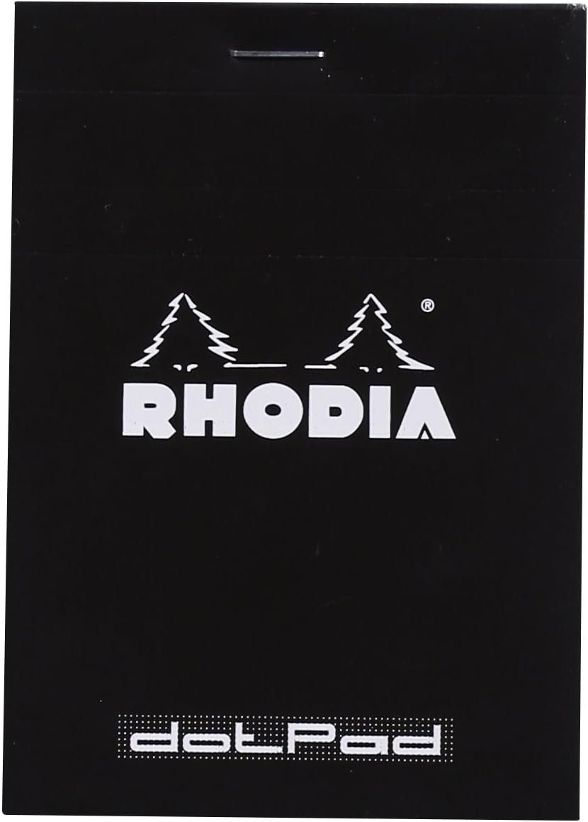 Rhodia Head Stapled Pad, No16 A5, Dot - Black
