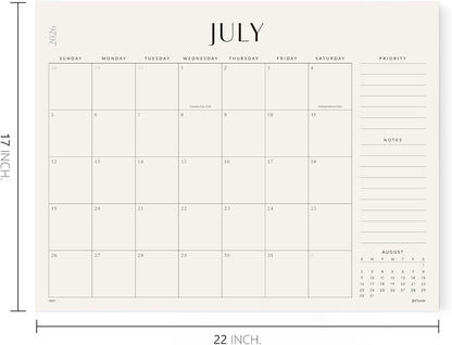 Jotsome Large Desk Calendar 2026-2027, Desk Pad Calendar From Now to June 2027 22x17 inch, Desk Blotter Calendar for Home and Office, Easy Planning (Beige, 17" x 22")