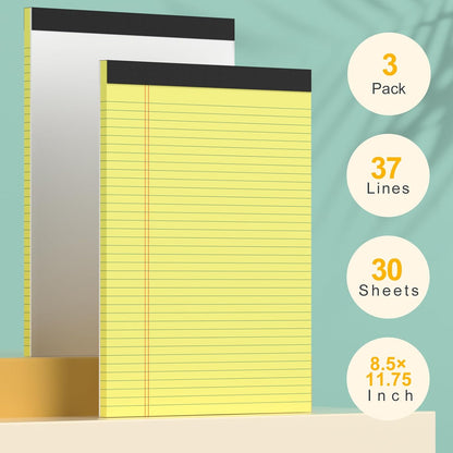 8 Pack Yellow Legal Pads 5x8 Small Note Pads 240 Sheets Perforated Yellow Pads Paper Narrow Ruled Writing Pad 80gsm Premium Thick Paper College Ruled Legal Notepads for Students, Office, Business