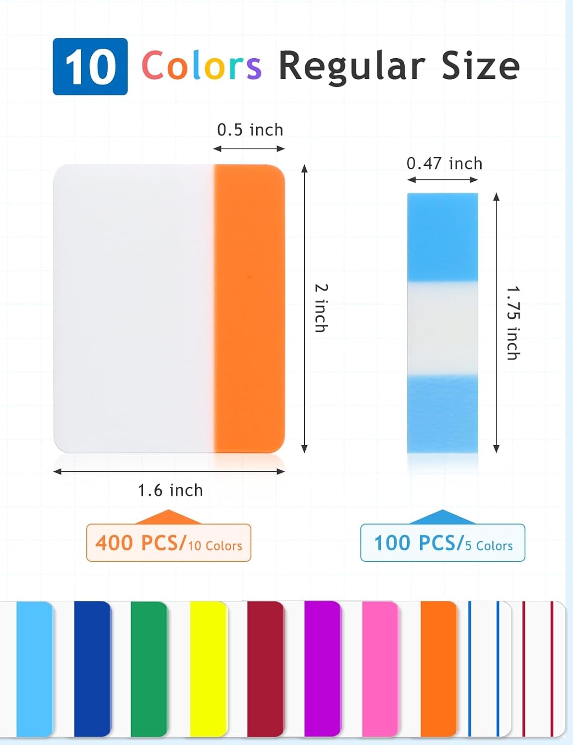 500 Pcs Sticky Page Tabs, Book Tabs Writable, 2 Inch Sticky Index Tab for Notebooks