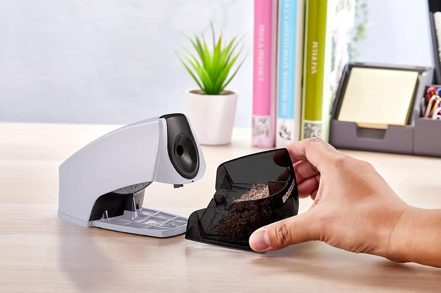Bostitch Office Electric Pencil Sharpener for Classroom & Desk Use, Heavy-Duty Stall-Free Motor, High-Capacity Shavings Tray, Black