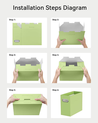 Oterri File Organizer Box, Portable Collapsible Cardboard File Folder Organizer with Handle for Letter Size Hanging Files, Document Storage Box for Home Office & Classroom (4 Packs, Black)