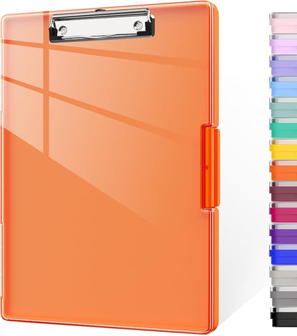 Piasoenc Clipboard with Storage, 8.5 x 11 Clip Boards with 2 Storage Case and A4 Paper Folder, Clear Dry Erase Top Panel, Heavy Duty Plastic, Folio & Side Opening, for Nurses, Teachers, Lawers,Black