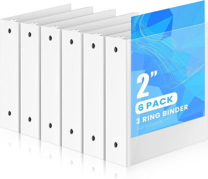 Henoyso 6 Pcs 2 Inch Mini 3 Ring Binders with Clear Front View Cover, Round Ring Blue A5 Binders Bulk Pack for School Office, Holds up to 490 Sheets, 5.5 x 8.5 Paper Half Letter Pages Organizer