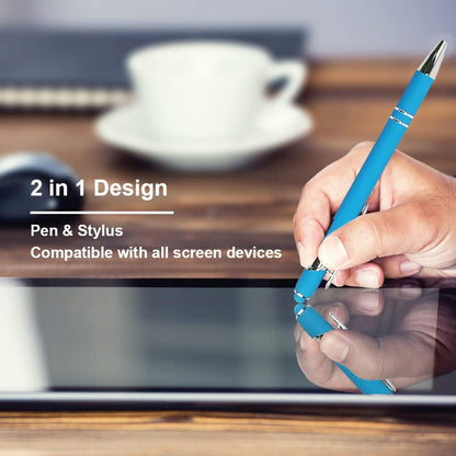 Oddmoal Ballpoint Pen with Stylus Tip, Soft Touch Click Metal Pen, 1.0mm Medium Point, Black Ink, 12 Count(Black)