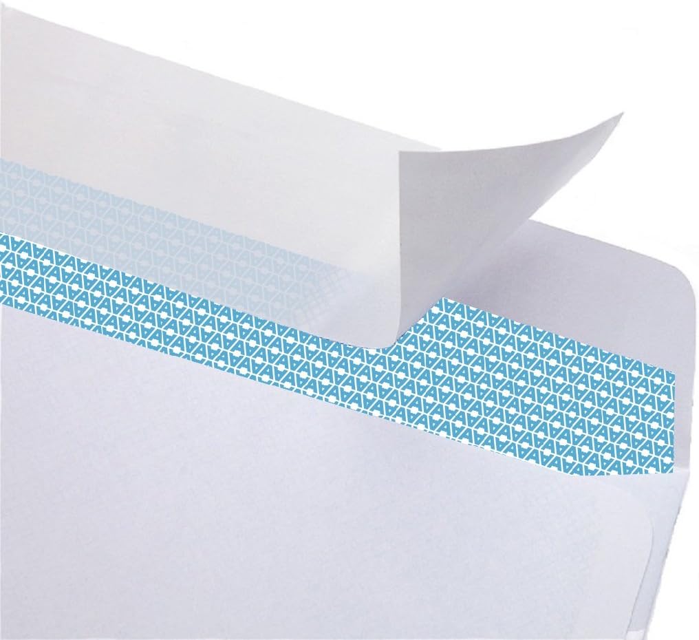Aimoh 500#10 Security Self Seal Envelopes, Windowless, Premium Security Tint Pattern, Ultra Strong Quick Seal Closure, EnveGuard, Size 4-1/8 x 9-1/2", White, 24LB, 500 Count(34010)