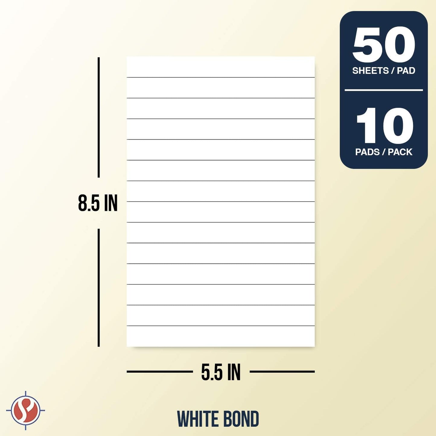 Memo Pads, White, With Black Lines – Lined Paper Notepads, Scratch / Writing Pad for Planning, To-Do Lists, Appointments, Reminders, Home, Office – 50 Sheets Per Pad, 10 Pads per Pack – 8.5" x 11"