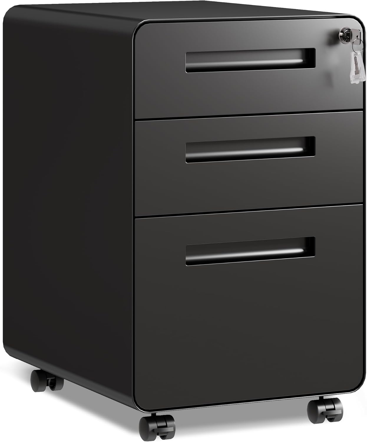 DEVAISE 3 Drawer Mobile File Cabinet Under Desk Office, Fully Assembled Except Casters, Letter/Legal Size, Black