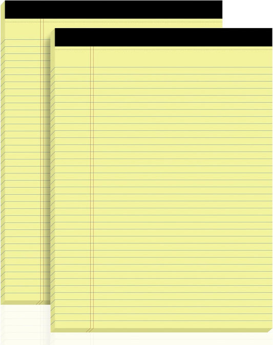 Yellow Legal Pads, 8.5 x 11 Note Pads, 2 Pack College Ruled Notepads 8.5 x 11 Lined Paper, Writing Note Pads 30 Sheets Per Legal Pad for Taking Notes, Reminders