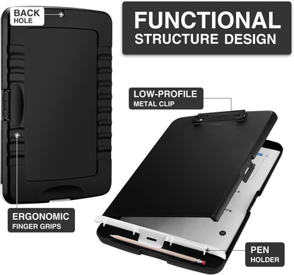 Sooez Clipboards with Storage, High Capacity Clip Boards 8.5x11 with Storage, Heavy Duty Nursing Clipboard Folder, Plastic Clipboard with Pen Holder for Women Teachers Work, School & Office Supplies
