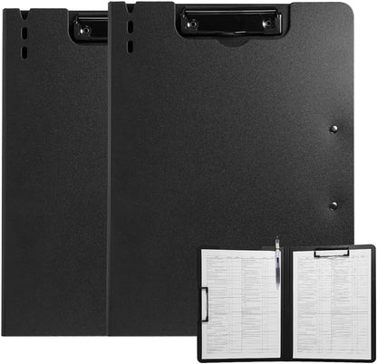 FRETONBA Clipboard Folder, A4 Foldable Clipboard with Horizontal and Vertical Double Metal Clips, 360 Degree Foldable Binder Clipboards with Pen Holder, File Cover Work Folder Clipboards, Green