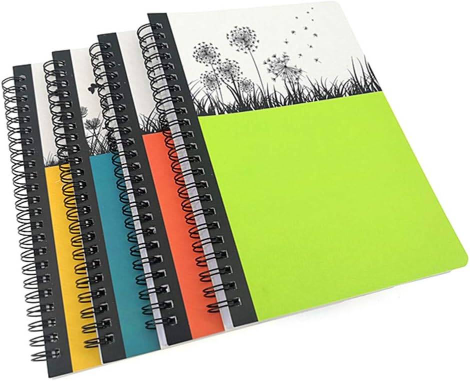 4 Pack A5 Spiral Notebook Journal,Wirebound Ruled Sketch Book Notepad Diary Memo Planner,A5 Size(8.3X5.7) & 80 Sheets (Floral)