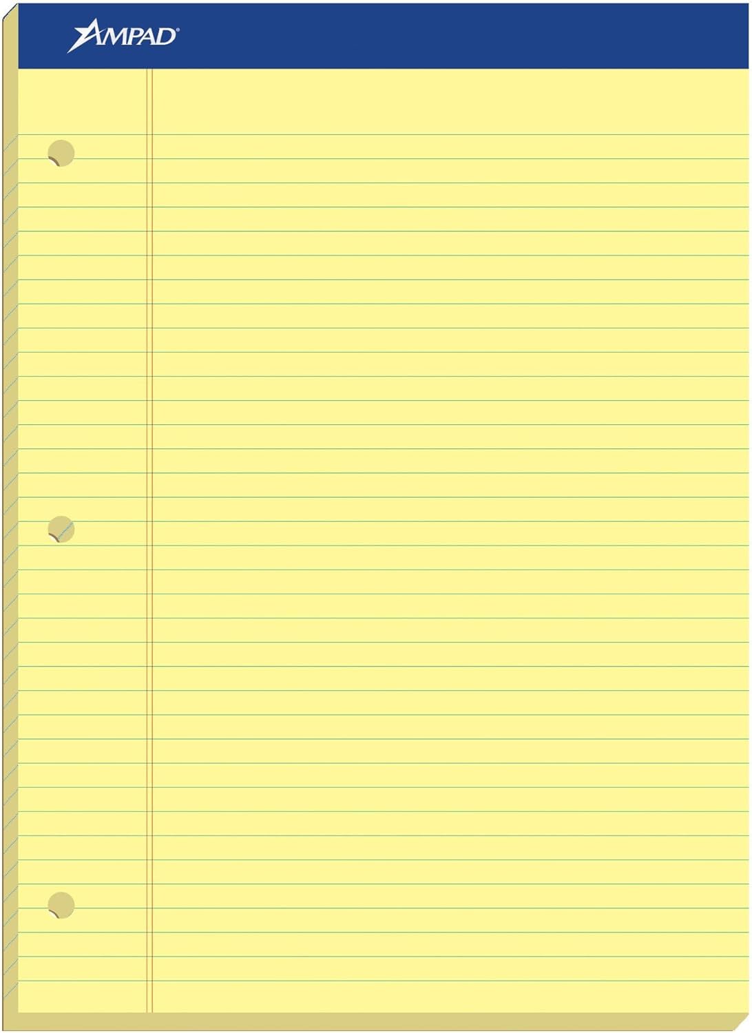 Ampad Evidence Dual Ruled Pad, Legal Ruling, Size 8.5 x 11.75 Inches, Canary Paper, 100 Sheets Per Pad (20-243)