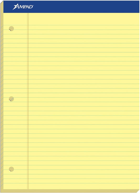Ampad Evidence Dual Ruled Pad, Legal Ruling, Size 8.5 x 11.75 Inches, Canary Paper, 100 Sheets Per Pad (20-243)