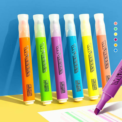 M&G 6-Pack Highlighters, Multicolor Quick-Dry No-Bleed Ink, Soft Chisel Tip Highlighters for Office Documents, Journaling, and Planners