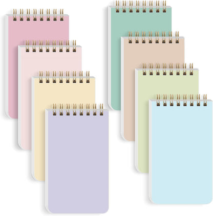 SKYDUE Small Notebooks, 3x5 Pocket Notepads with Aesthetic Covers, Mini Spiral Notebook with Lined Pages for Work Nursing School Essentials, Set Of 8
