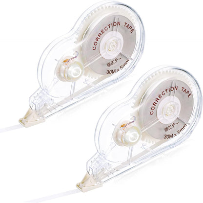 100 Ft Long Correction Tape, Tear-Resistant White Correction Tape Smooth Glide Quick Dry Correct Tapes for School Office Supplies, Crafting, Note Taking, Journal (2 Pieces)