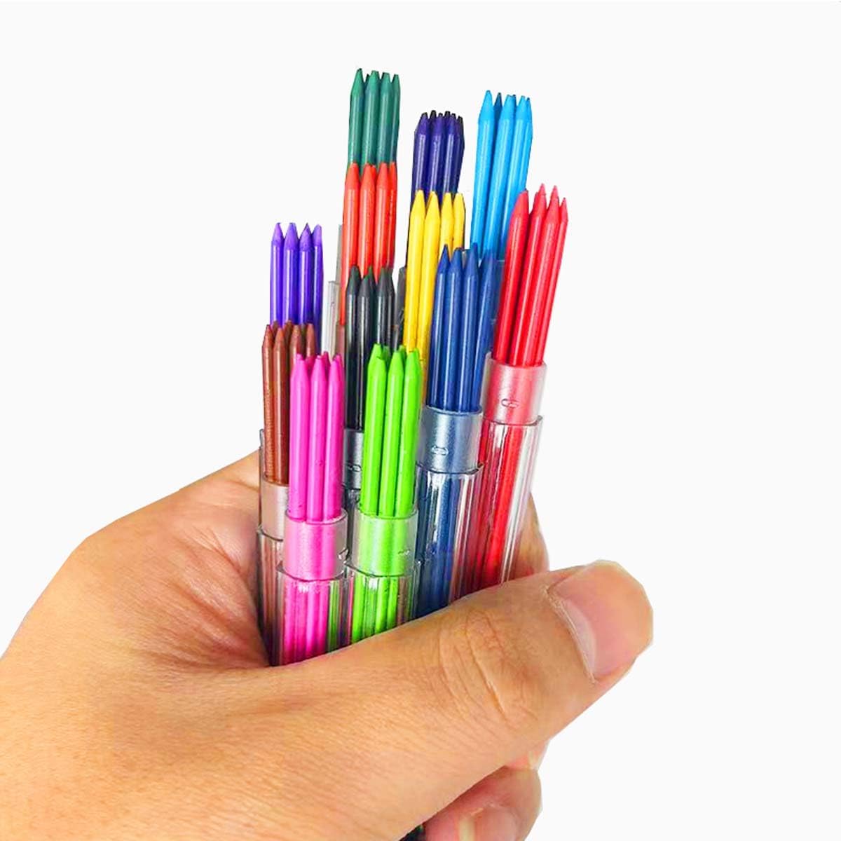 MROOFUL 2.0mm 96 pieces 12 Color Pencil Leads, Lead Filled Art Sketching Supplies, Red, Blue, Yellow, Green, Pink Pencil Leads, Automatic Lead