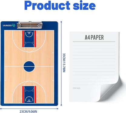 Basketball Dry Erase Coaches Clipboard, Basketball Clipboard for Coaches Double-Sided Basketball White Board for Coaches Writable and Erasable Basketball Dry Erase Board for Coaches Gift