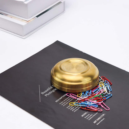 NatSumeBasics Gold Paper Clip Holder Cute Paper Clips Holder Round PaperClips Dispenser Elegant Desk Organizer Accessories Supplies (Gold)