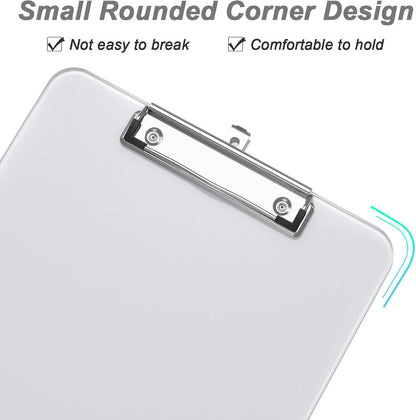 Rimilak Plastic Clipboards with Low Profile Metal Clip, Translucent Board, 12.5 x 9 In Letter Size, Office Supply, Back to School, Pink